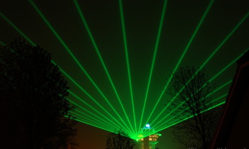 Laser waaier patroon vanaf Koperen hoogte
