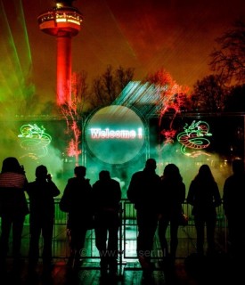 Lasershow ,Multimedia show,Chinalight, Rotterdam, Buitenshow, cirkel,rond, projectiescherm